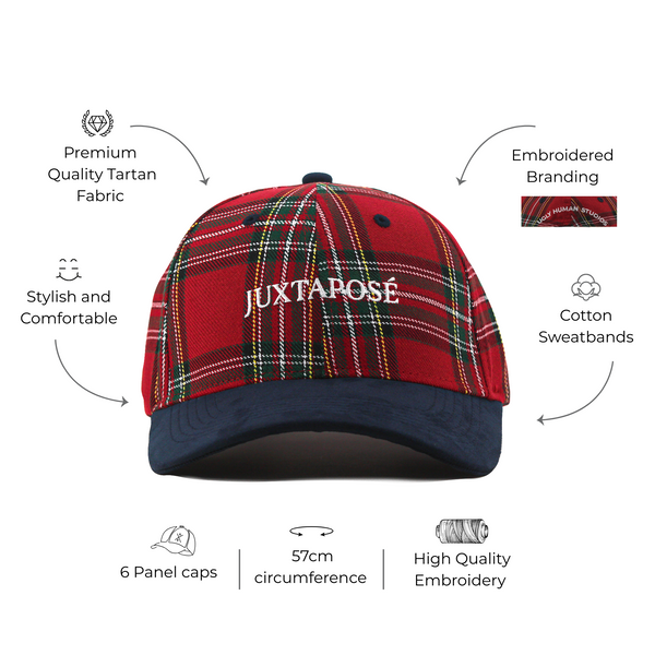 Juxtaposé Colourblocked Tartan Cap