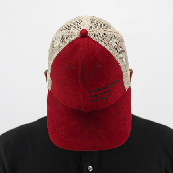 Escapism Faux Suede and Mesh Colourblocked Cap