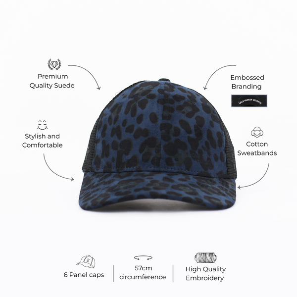 Animal Print Faux Suede and Mesh Colourblocked Cap