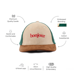 Bonjour Faux Suede Colourblocked Cap