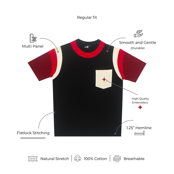 Mediumweight Multi-Panel Star Embroidered T-shirt