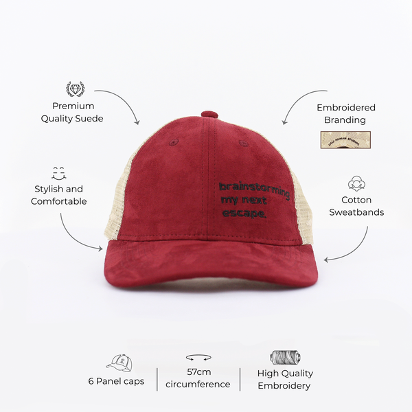 Escapism Faux Suede and Mesh Colourblocked Cap