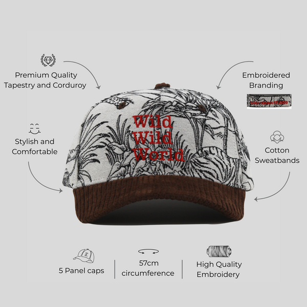 Wild Wild World Jacquard 5 Panel Cap