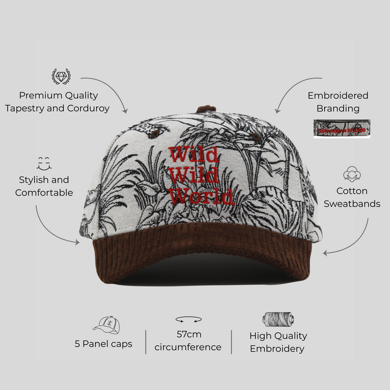Wild Wild World Jacquard 5 Panel Cap