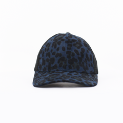 Animal Print Faux Suede and Mesh Colourblocked Cap