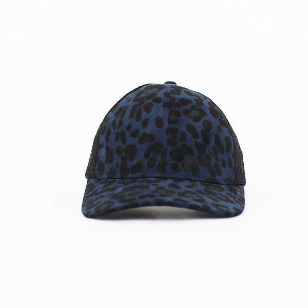 Animal Print Faux Suede and Mesh Colourblocked Cap