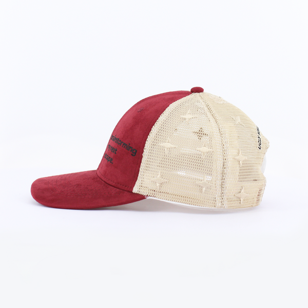 Escapism Faux Suede and Mesh Colourblocked Cap