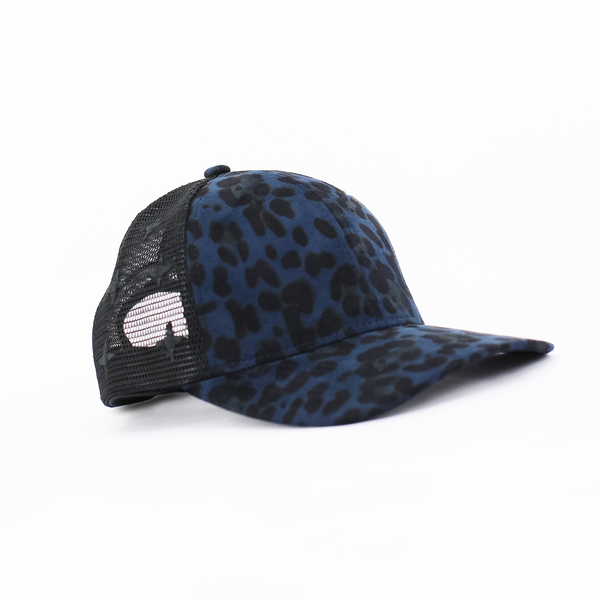 Animal Print Faux Suede and Mesh Colourblocked Cap