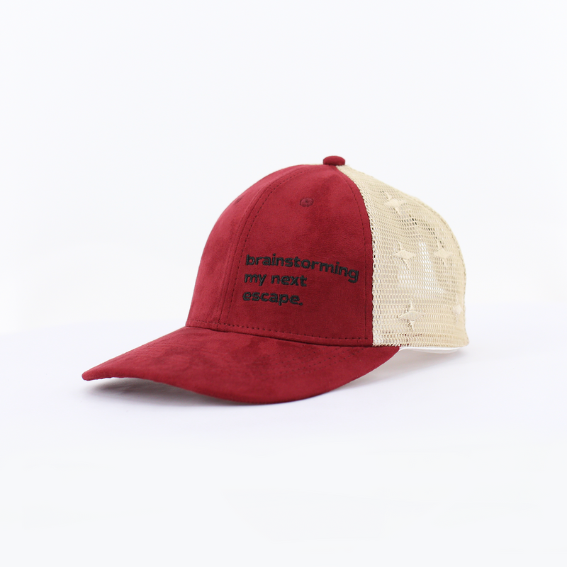 Escapism Faux Suede and Mesh Colourblocked Cap