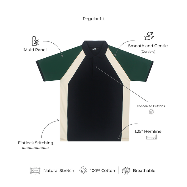 Mediumweight Multi-Panel Polo Neck T-shirt
