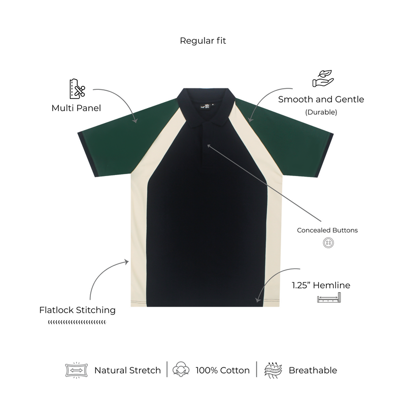 Mediumweight Multi-Panel Polo Neck T-shirt