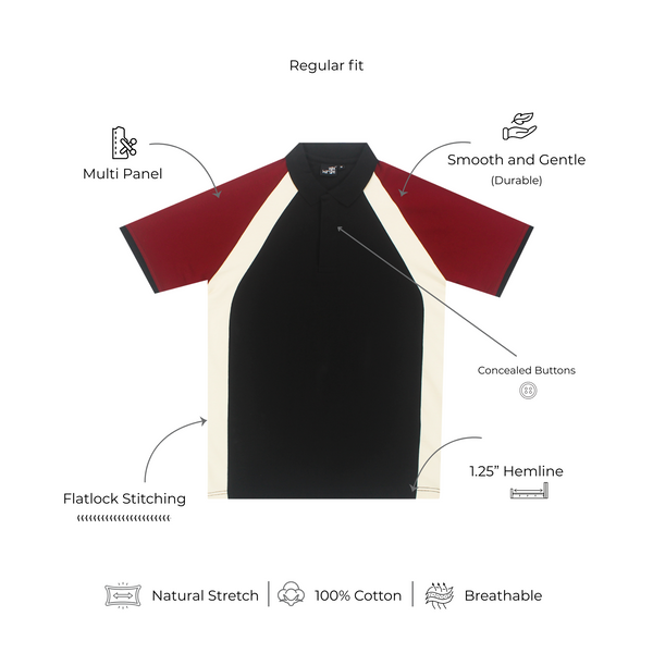 Mediumweight Multi-Panel Polo Neck T-shirt