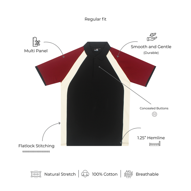 Mediumweight Multi-Panel Polo Neck T-shirt