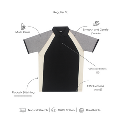 Mediumweight Multi-Panel Polo Neck T-shirt