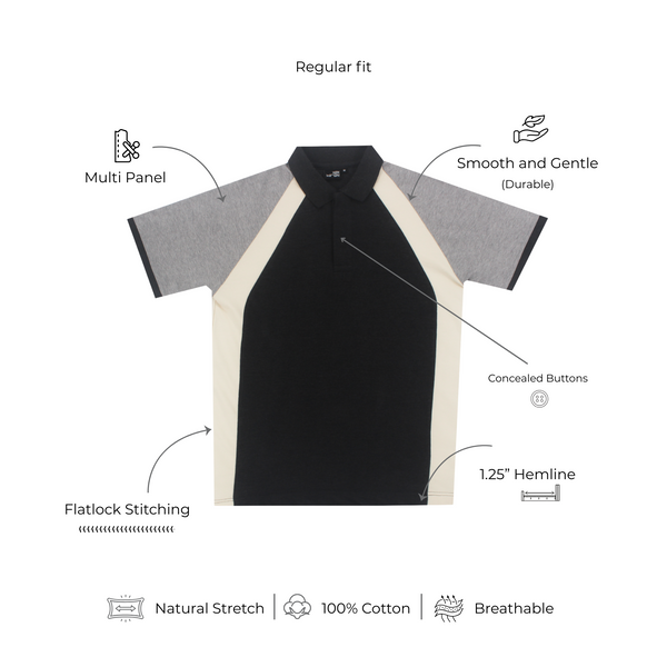 Mediumweight Multi-Panel Polo Neck T-shirt
