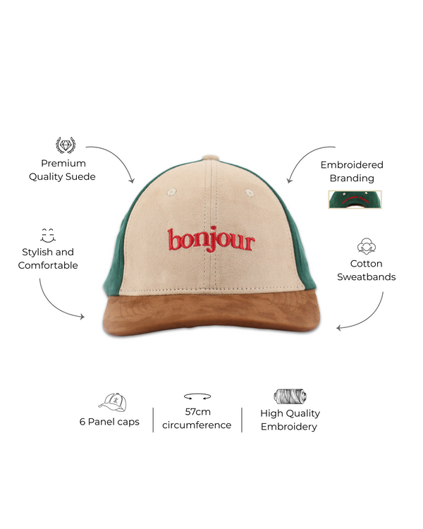 Bonjour Faux Suede Colourblocked Cap